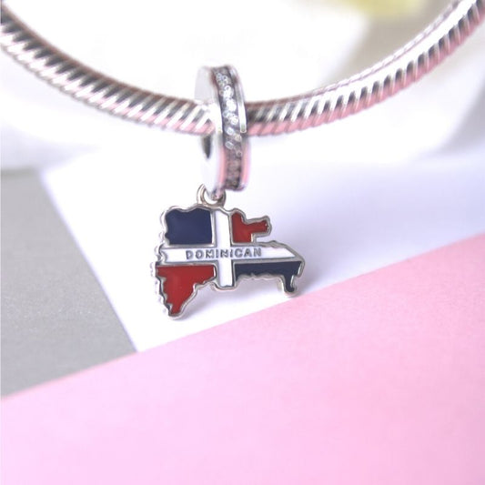 Charm Bandera Republica Dominicana de Plata 925