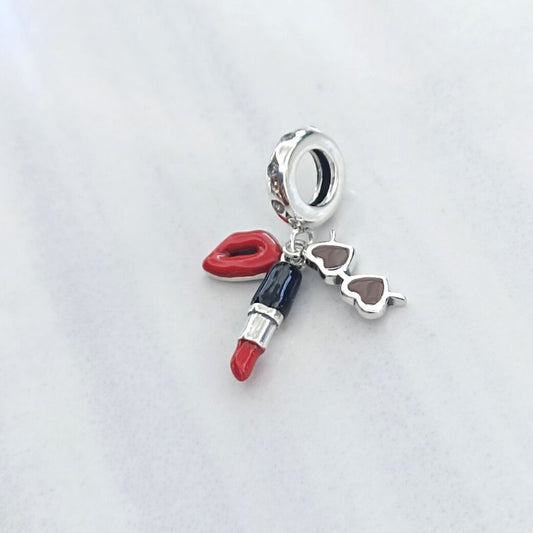 Charm Labios Labial Lentes de Plata 925